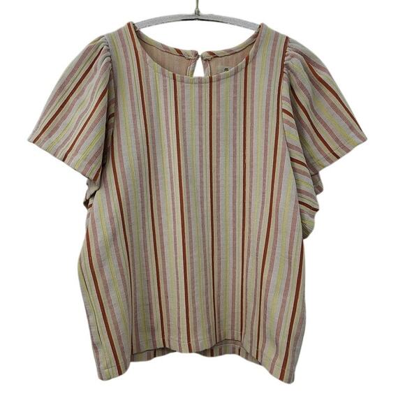Madewell Flutter Sleeve Striped Top Size Small Style MD081 - Picture 4 of 9